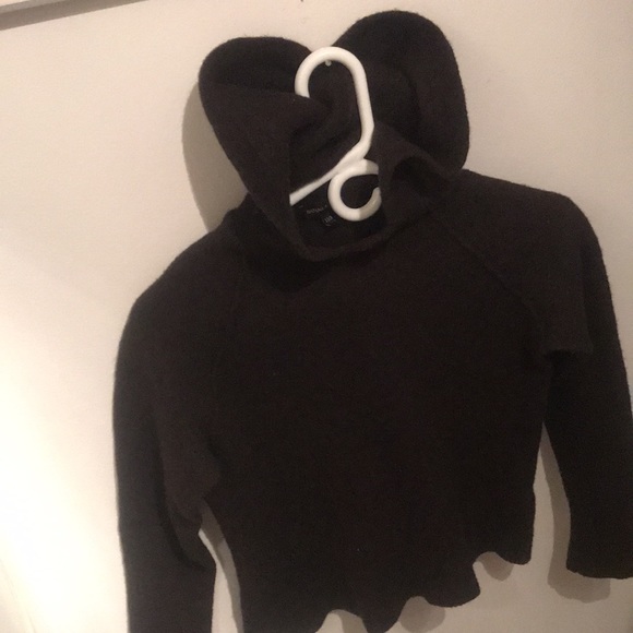 Banana Republic Dark Brown Boucle Popover Wool/Yak Hair Hoodie 👌 - Picture 2 of 7